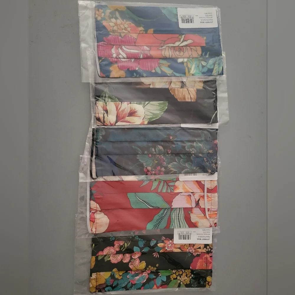 Johnny Was Silk/Cotton 5 Pack Face Masks NWT